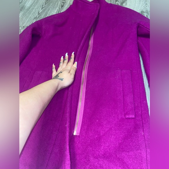 J. Crew Women's Fuchsia Wool Blend Pea Coat - Picture 2 of 5